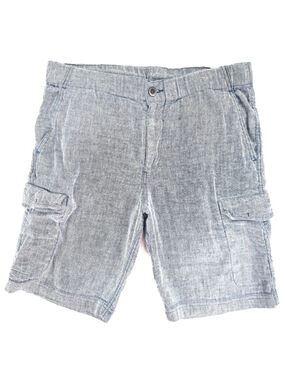 Resort Tommy Bahama Linen Cargo Shorts Men 33 Gray Stretch Beach 9in